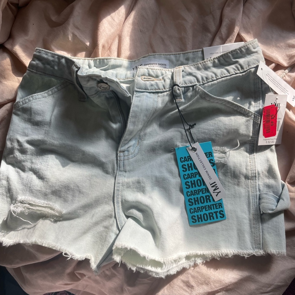 ripped light blue jean shorts, 3/26